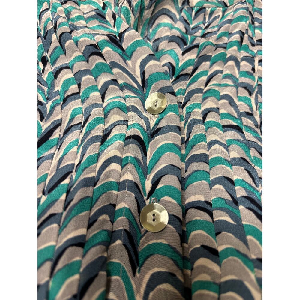 Rebecca Taylor Womens Silk Shirt Dress Size 2 Blue Geometric Print Tie Waist - Picture 14 of 14